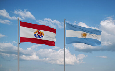 Argentina and French Polynesia flags, country relationship concept