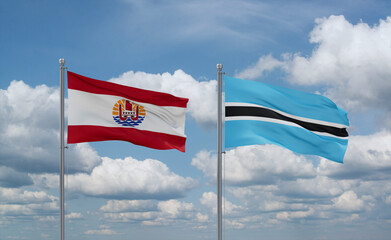 Botswana and French Polynesia flags, country relationship concept