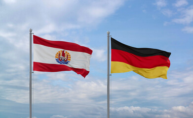 Germany and French Polynesia flags, country relationship concept