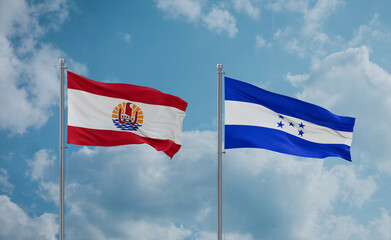 Honduras and French Polynesia flags, country relationship concept