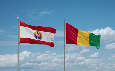 Guinea and French Polynesia flags, country relationship concept