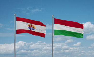 Hungary and French Polynesia flags, country relationship concept