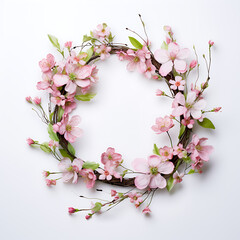 Obraz premium Beautiful colorful spring wreath in vintage style on white background