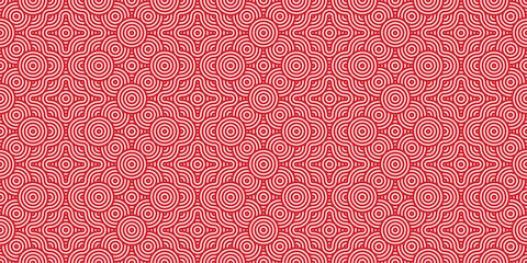 Red and white seamless pattern with circles and shapes for banner and various background use
