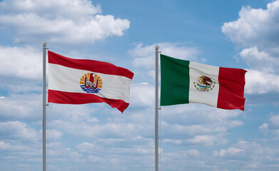 Mexico and French Polynesia flags, country relationship concept