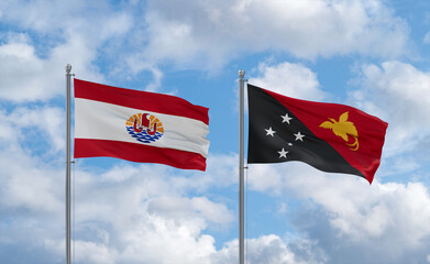 Papua New Guinea and French Polynesia flags, country relationship concept