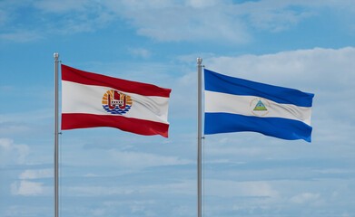 Nicaragua and French Polynesia flags, country relationship concept