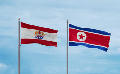 North Korea and French Polynesia flags, country relationship concept