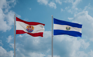 Salvador and French Polynesia flags, country relationship concept