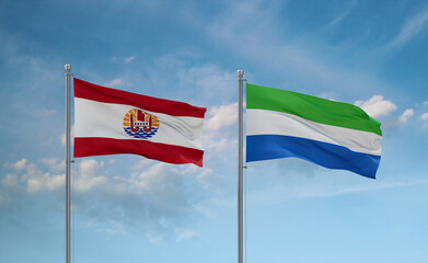 Sierra Leone and French Polynesia flags, country relationship concept