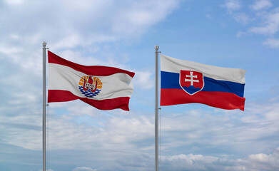 Slovakia and French Polynesia flags, country relationship concept
