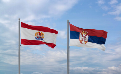 Serbia and French Polynesia flags, country relationship concept