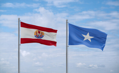 Somalia and French Polynesia flags, country relationship concept