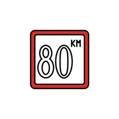 80km sign icon