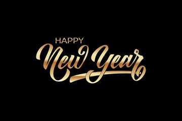 Happy New Year hand lettering calligraphy. Vector holiday illustration element. Typographic element