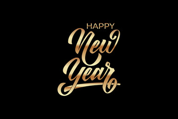 Happy New Year hand lettering calligraphy. Vector holiday illustration element. Typographic element