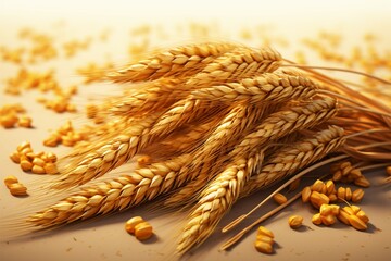 Grains come to life in this skillfully rendered artistic illustration - obrazy, fototapety, plakaty