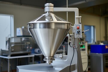 A tapered mixer used in the food and pharmaceutical blending industry. Generative AI