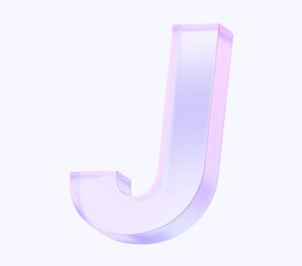 letter J with colorful gradient and glass material. 3d rendering illustration for graphic design, presentation or background