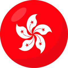 Hong Kong flag circle 3D cartoon style.