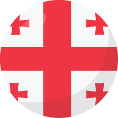 Georgia flag circle 3D cartoon style.