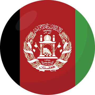Afghanistan flag circle 3D cartoon style.