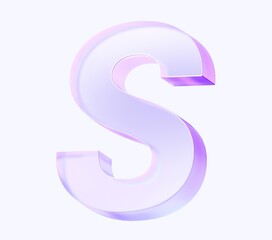 letter S with colorful gradient and glass material. 3d rendering illustration for graphic design, presentation or background