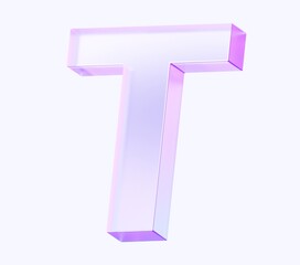 letter T with colorful gradient and glass material. 3d rendering illustration for graphic design, presentation or background