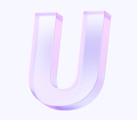 letter U with colorful gradient and glass material. 3d rendering illustration for graphic design, presentation or background