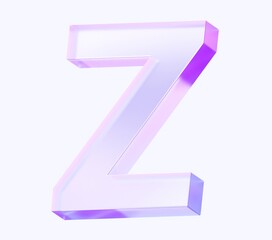 letter Z with colorful gradient and glass material. 3d rendering illustration for graphic design, presentation or background