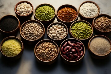Legumes and beans from various origins come together in unity - obrazy, fototapety, plakaty
