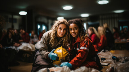 Two women at first aid resuscitation technique lessons.