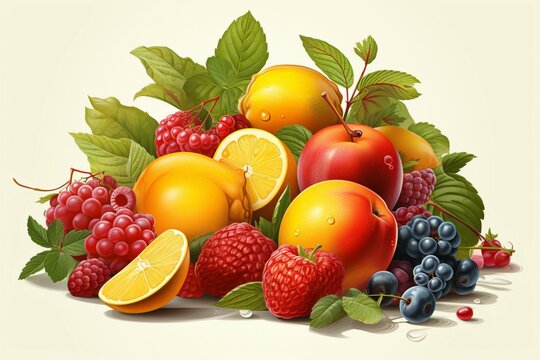 Realistic vector illustration capturing the mouthwatering appeal of fresh fruit