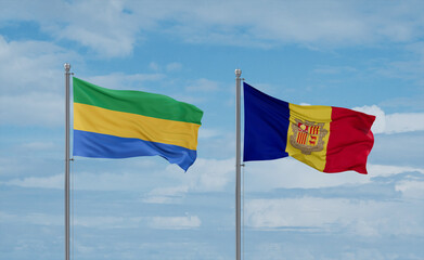 Gabon and Andorra national flags, country relationship concept