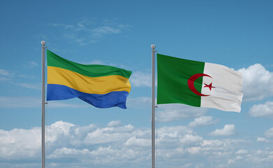 Gabon and Algeria national flags, country relationship concept