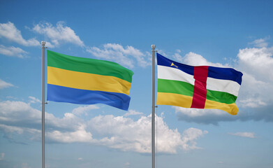 Central African Republic and Gabon flags, country relationship concept