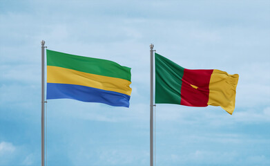 Cameroon and Gabon flags, country relationship concept