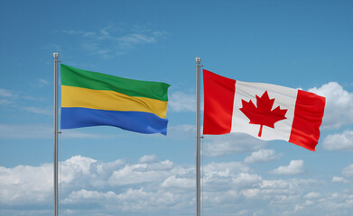 Canada and Gabon flags, country relationship concept