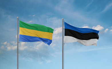 Estonia and Gabon flags, country relationship concept