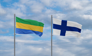 Finland and Gabon flags, country relationship concept
