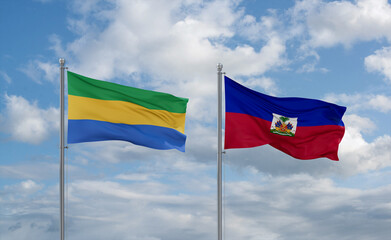 Haiti and Gabon flags, country relationship concept