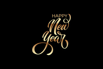 Happy New Year hand lettering calligraphy. Vector holiday illustration element. Typographic element