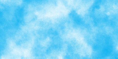 winter seasonal cloudy blue sky background, Sky clouds with brush painted blue watercolor texture, small and large clouds alternating and moving slowly on cloudy winter morning blue sky.
