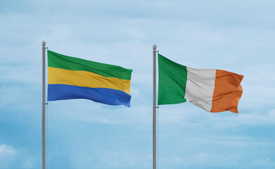Ireland and Gabon flags, country relationship concept