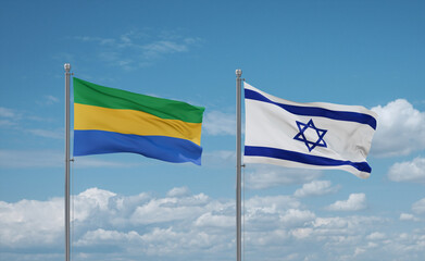 Israel and Gabon flags, country relationship concept