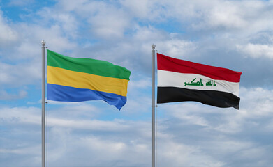 Iraq and Gabon flags, country relationship concept