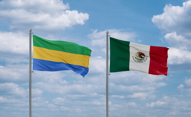 Mexico and Gabon flags, country relationship concept