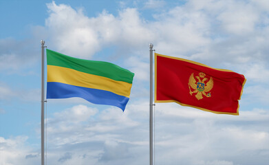 Montenegro and Gabon flags, country relationship concept