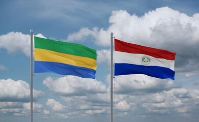 Paraguay and Gabon flags, country relationship concept