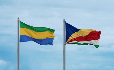 Seychelles and Gabon flags, country relationship concept